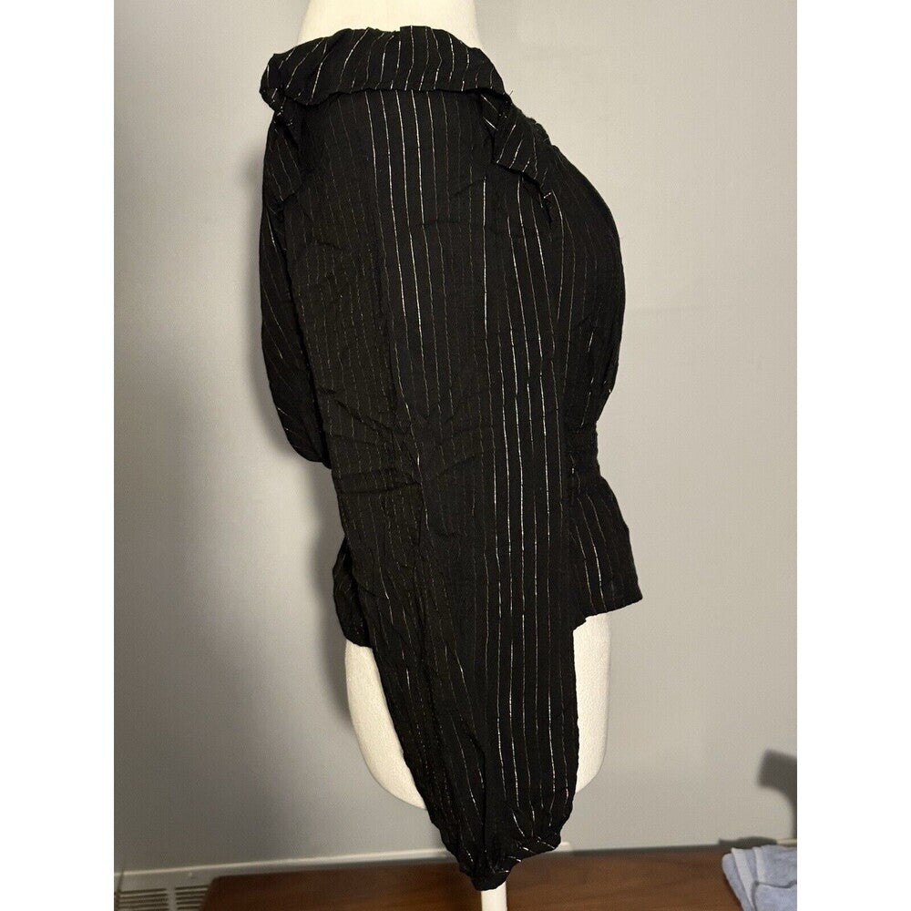 Black Ruffle Peplum Long Sleeve Witchy Whimsigoth Top Universal Thread Sz S