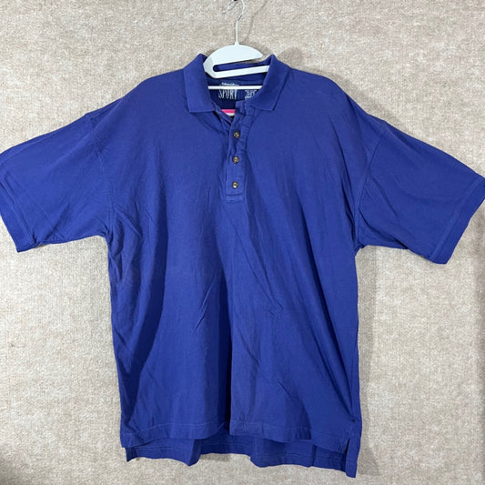 Vintage St Johns Bay Sport Polo Shirt Mens XL Blue Cotton Oversized Dadcore