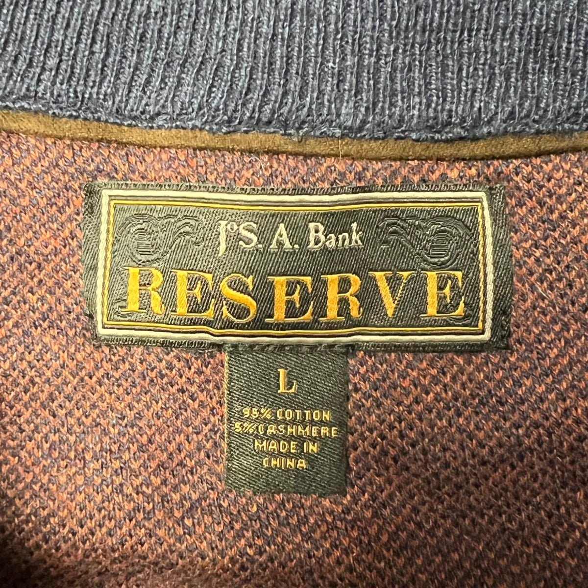 J.S.A Bank Reserve Mens 1/4 Zip Pullover Sweater Large Cotton Cashmere Blend