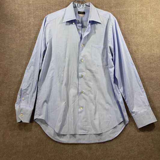 Studio Guy Laroche Mens Large 16 41 Blue Dress Shirt Doppio Ritorto