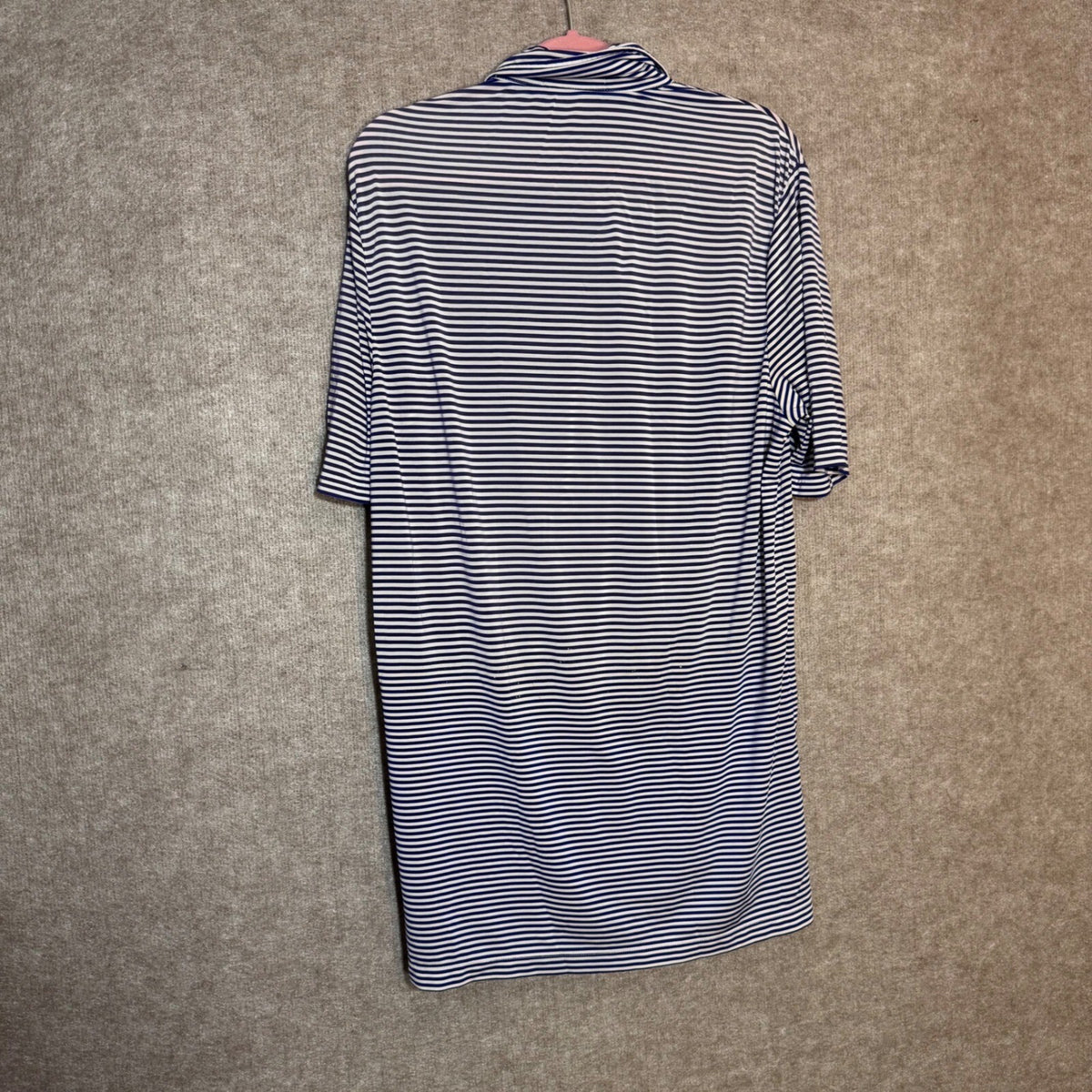 RLX Ralph Lauren Polo Shirt Mens Medium Blue White Striped Performance LOGO Golf