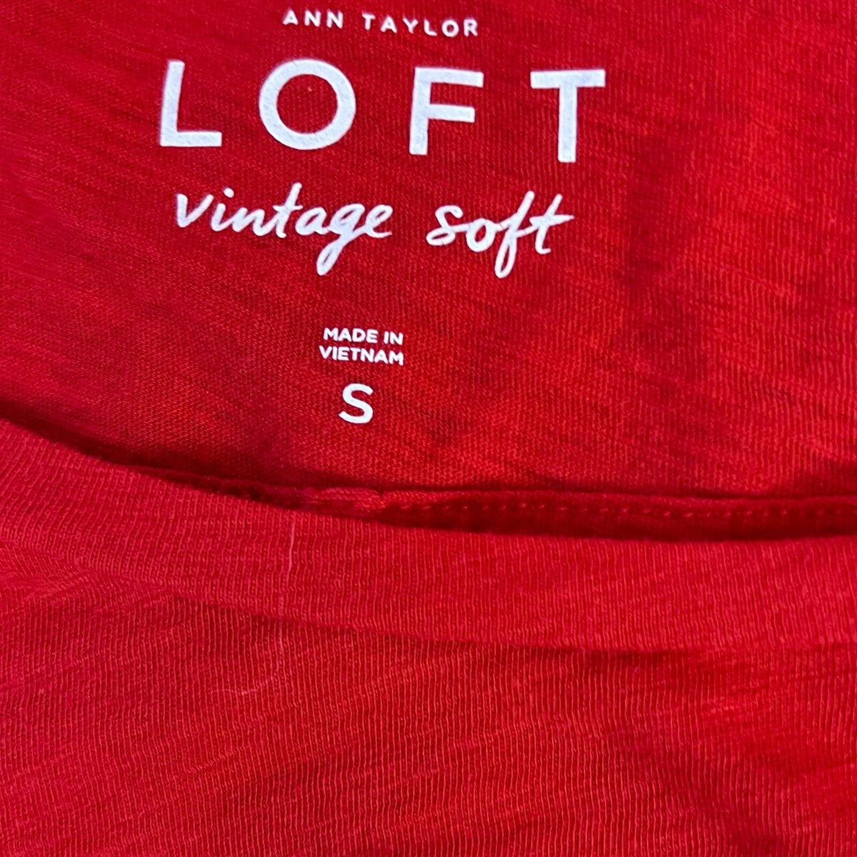 LOFT Ann Taylor Long Sleeve Shirt Womens Small Orange Red Slub Knit Casual