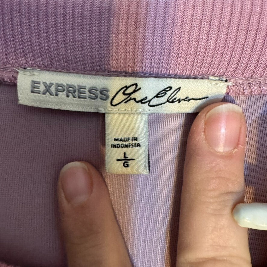 Express One Eleven Women’s Top Large Velvet Lavender Balloon Sleeve Chic Rolltab