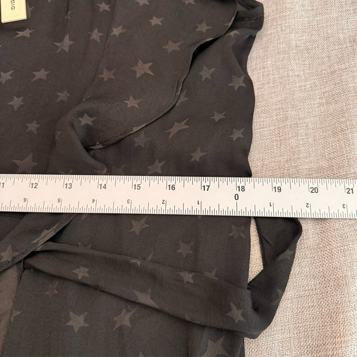 Max Studio Black Star Print Ruffle Flirty Hi-lo hem Dress Sz L Orig $138