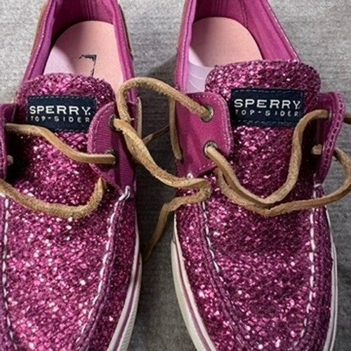 Sperry Top-Sider Sz 7 Boat Shoes Glitter Pink Sparkle Casual Slip On Women's