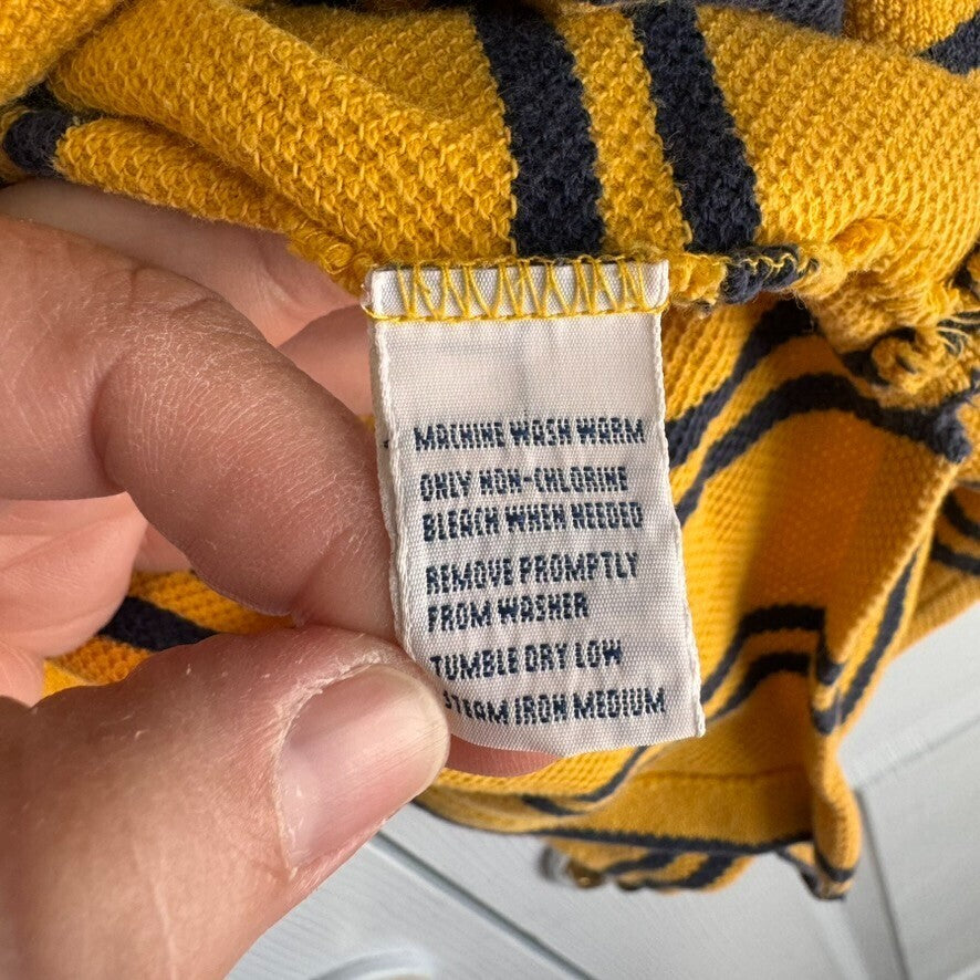 Vintage Polo Ralph Lauren XXL Polo Shirt Yellow Blue Stripe Green Pony