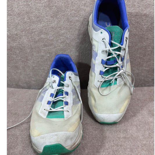 On Cloudstratus Running Shoes Men 12 White Green Blue Helion Cushion Sneakers