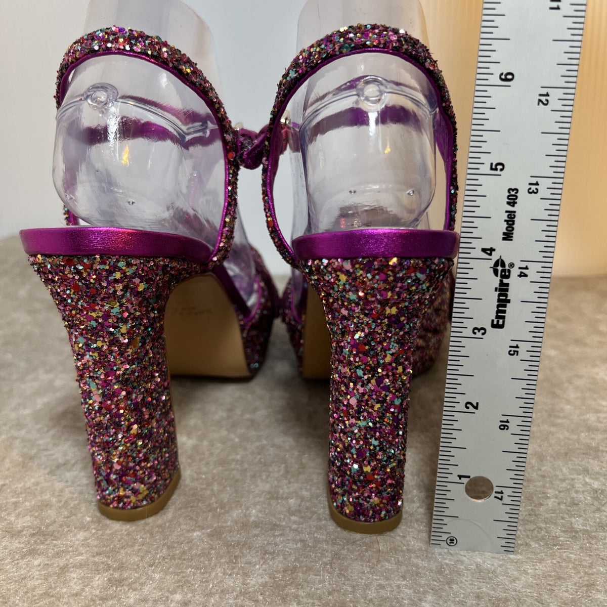 Kate Spade Rainbow Glitter Bow Miya Platform Open Toe Heels Size 9B NWOT