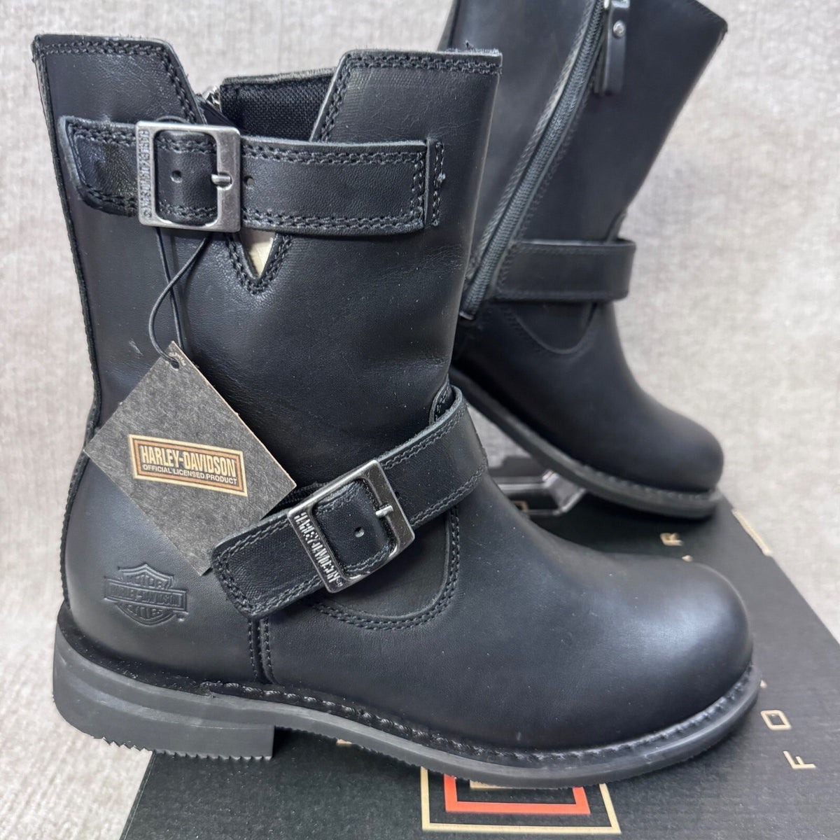 Harley Davidson Women's Barlyn Black Leather Engineer Boots Size 10