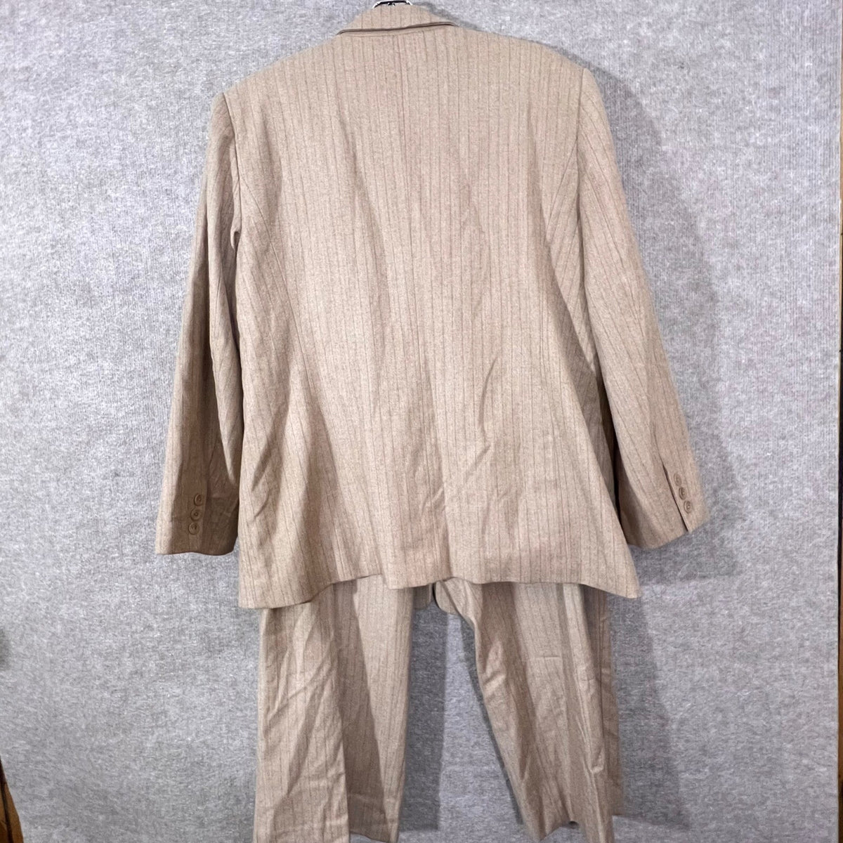 Talbots Woman Pant Suit Women 16W 18W Tan Pinstripe Italian Fabric Professional