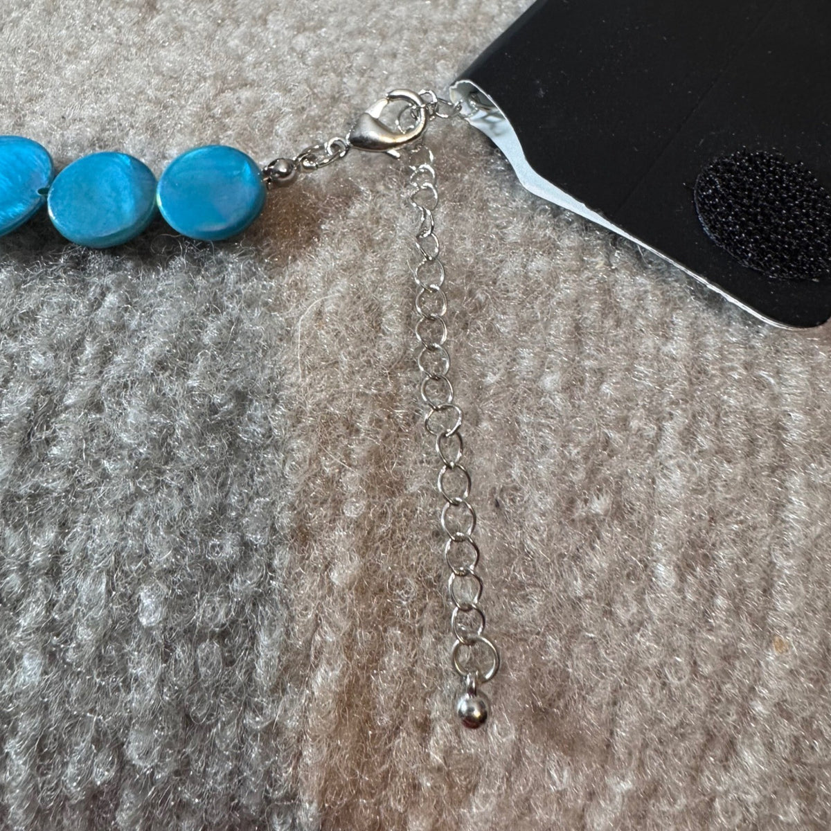 Blue Disc Statement Necklace Hammered Silver Tone Coastal Boho Mermaidcore