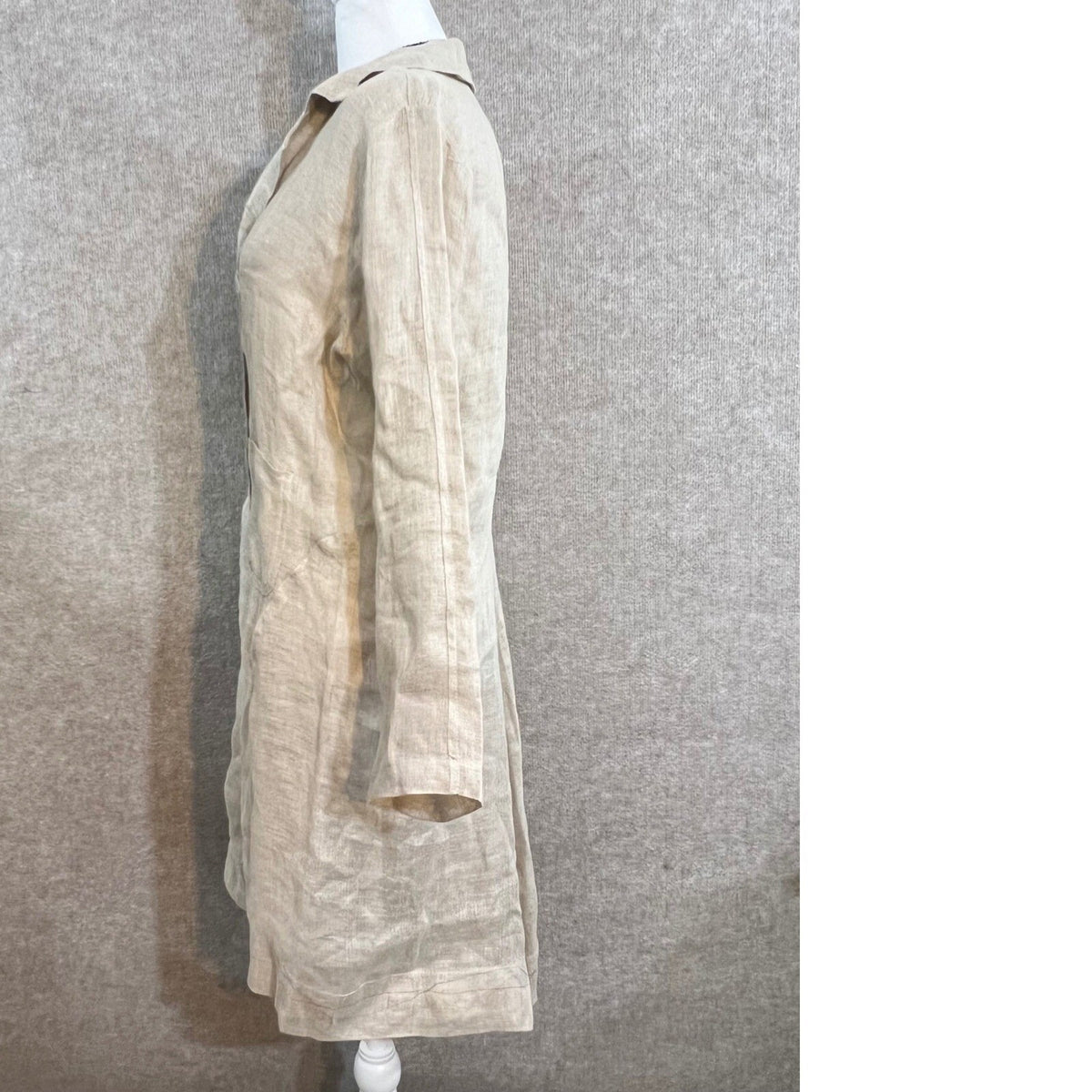 Johnny Was Linen Button Down Duster Coat Womens Small Tan Long Sleeve Coastal