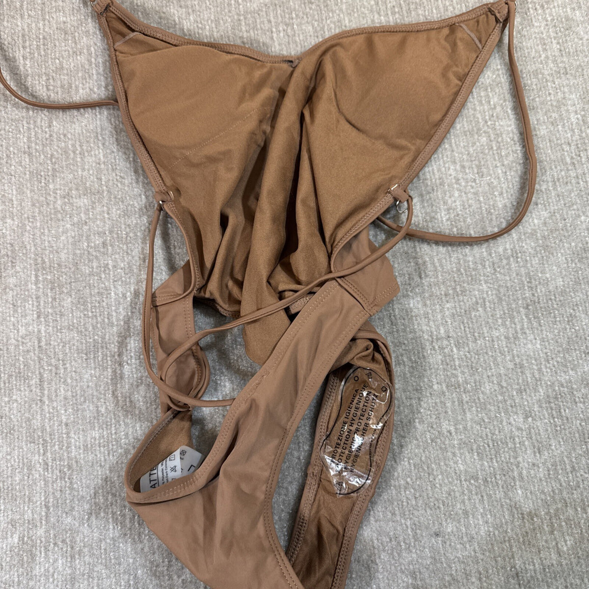 Matte collection Women Swimsuit L Hi Cut Brown String 1PC
