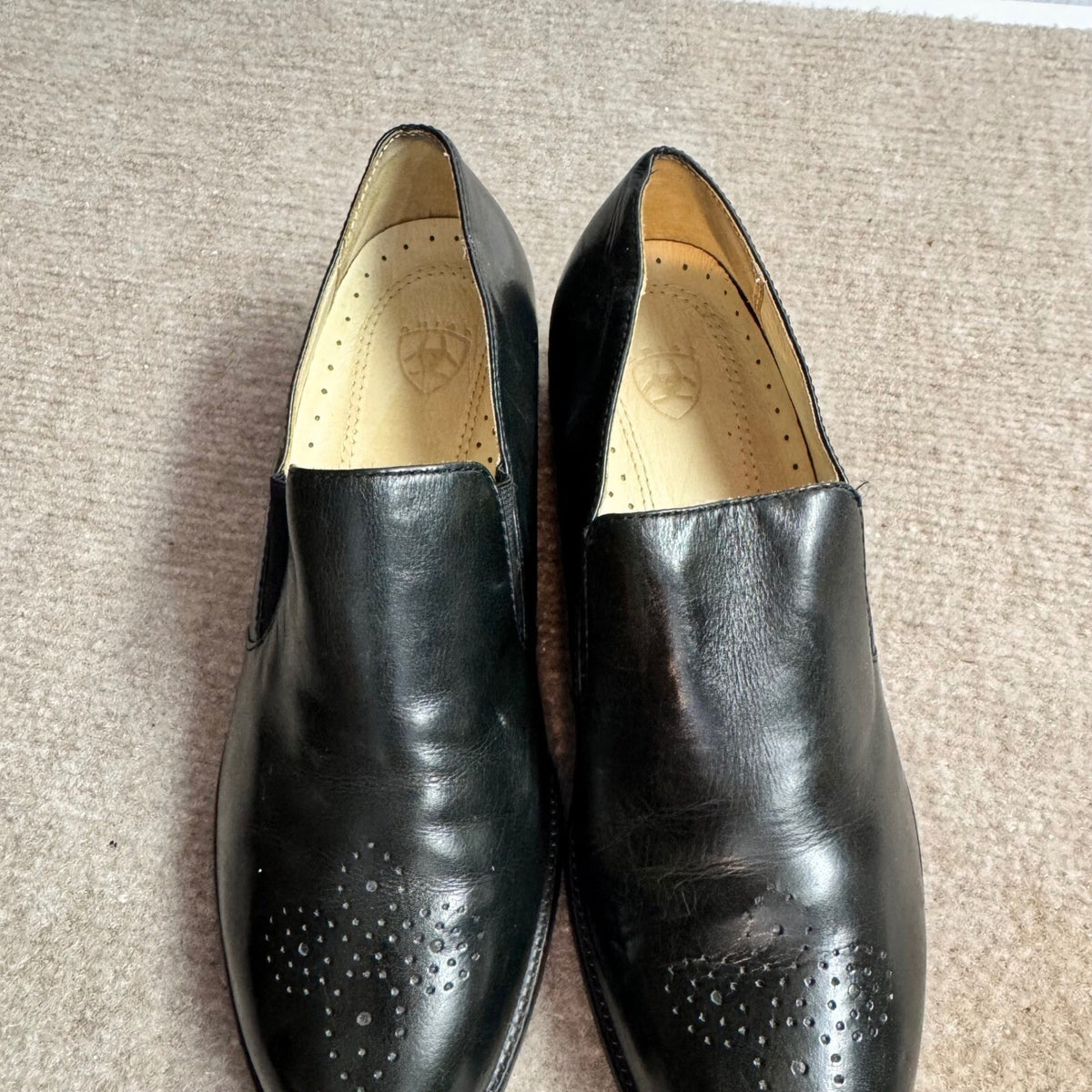 Ariat Leather Loafers Womens Black Brogue Detail Slip On Block Heel Classic