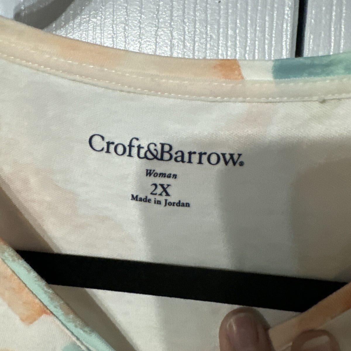 Croft & Barrow Women Top, Comfort 2X Orange Floral Relaxed Fit Short Sleeve
