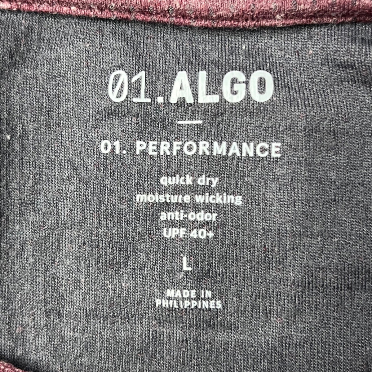 01.ALGO Performance Henley Shirt Long Sleeve Quick Dry Moisture Wicking Maroon L
