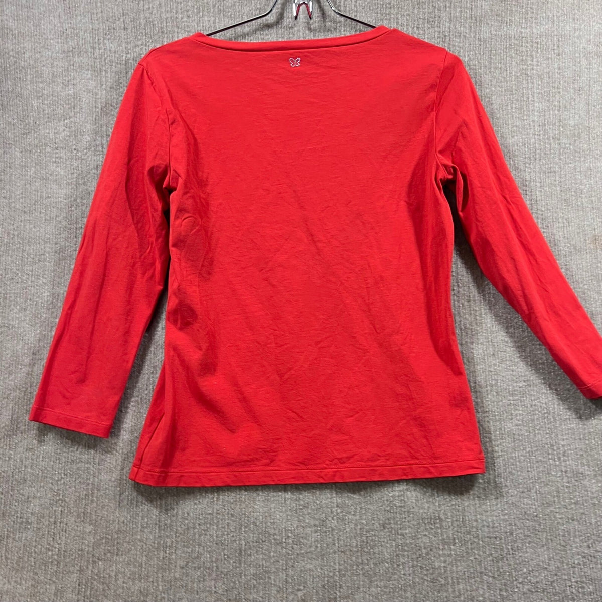 Weekend Max Mara Red Crew Neck 3/4 Sleeve Embellished Top Shirt Size S