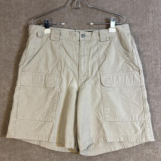 Eddie Bauer Legend Field Shorts Mens 36 Tan Cargo Utility Pockets Casual Outdoor