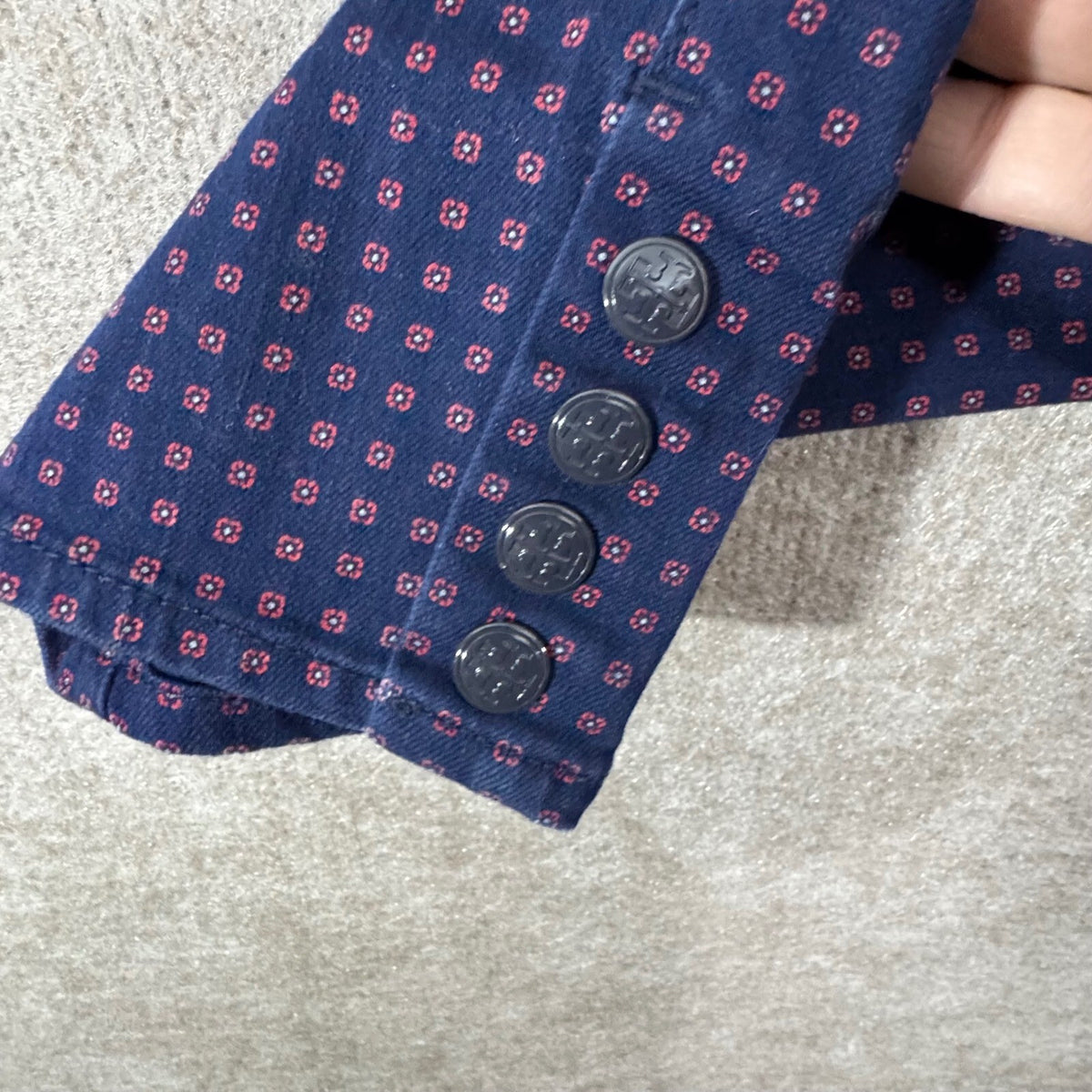 Tory Burch Pants Womens 29 Blue Red Geometric Stretchy Preppy Minimalist