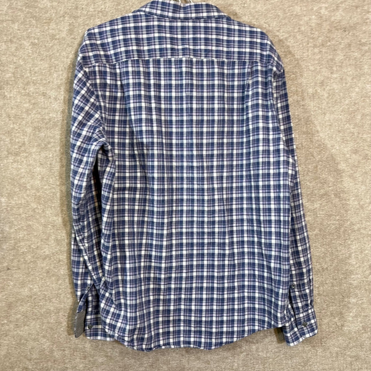 Jos A Bank Reserve Button Down Shirt Mens L Blue Plaid Cashmere Blend Tailored