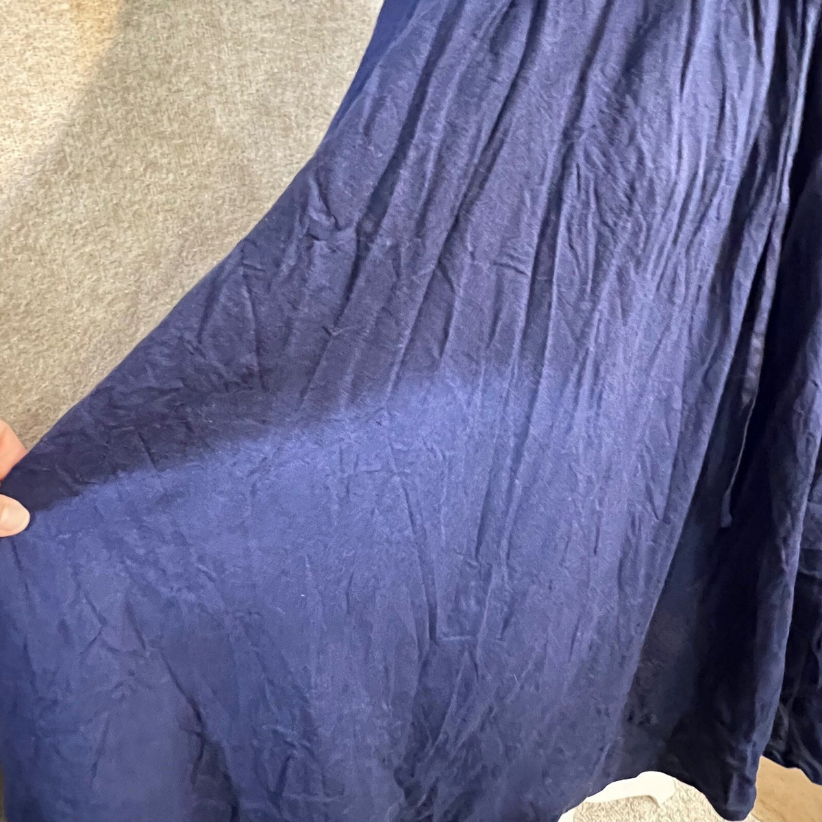 Galen Couture Dress XS - 2 Blue Laced Back Linen Blend Midi Coastal Minimalist