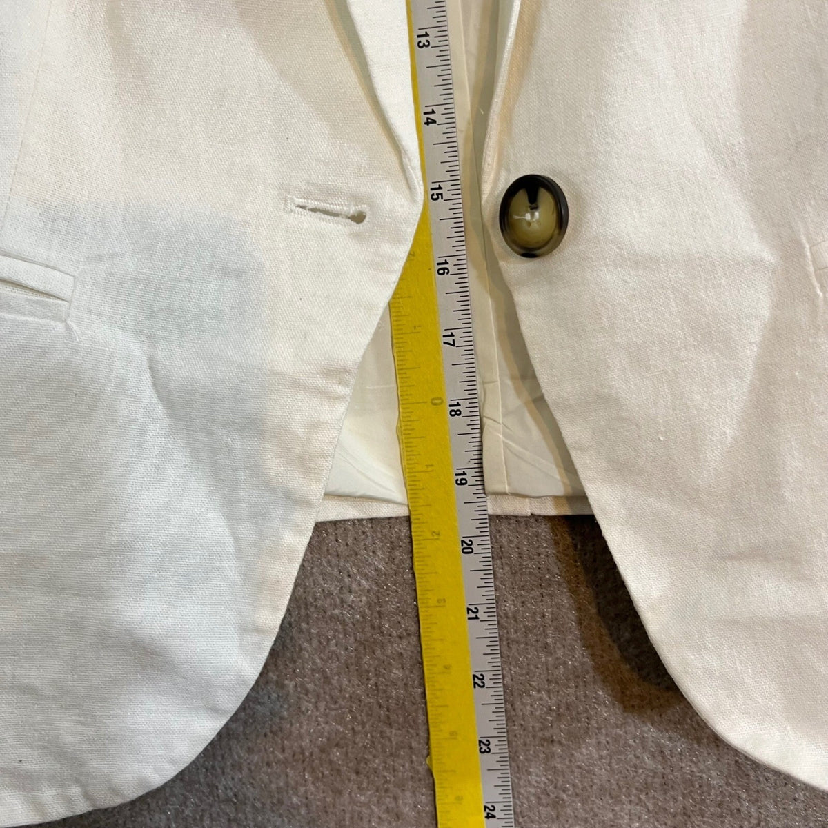 Halston Blazer Jacket Womens Size S White Linen Blend Single Button Professional