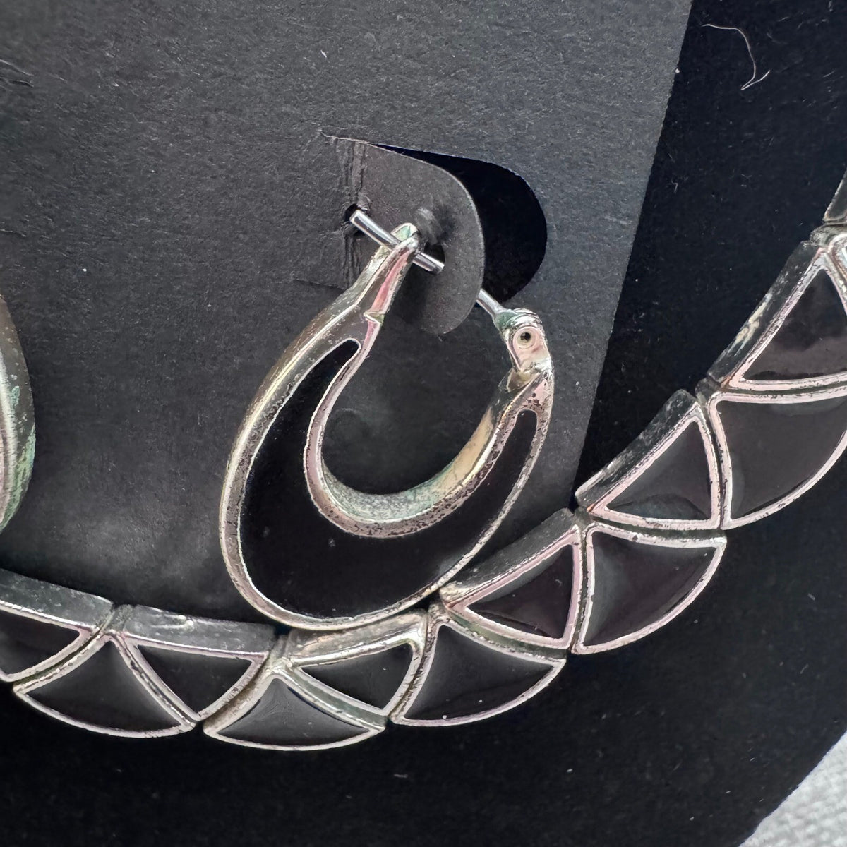 LC Lauren Conrad Silver Tone Geometric Earrings & Unbranded Matching Necklace