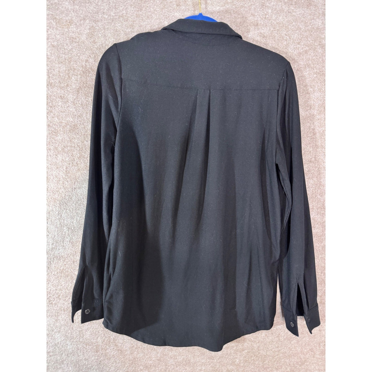 Lands End Button Down Shirt Womens Small Black Long Sleeve UPF 50 Stretch Work