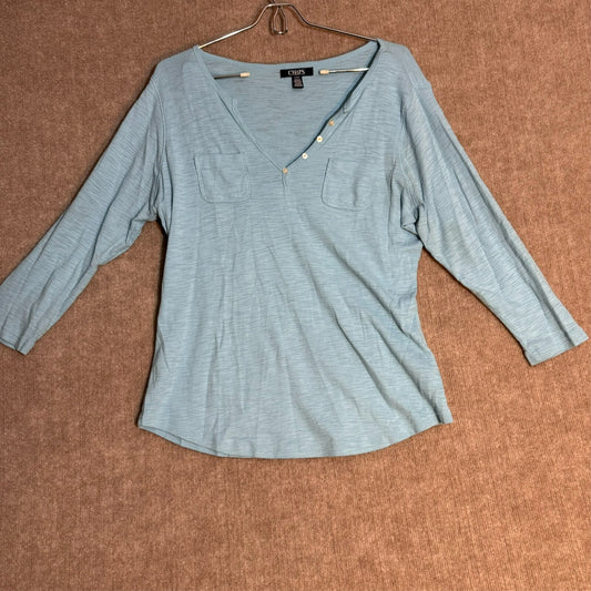 Chaps Ralph Lauren Vintage Style Large Long Sleeve Women's Henley Bella