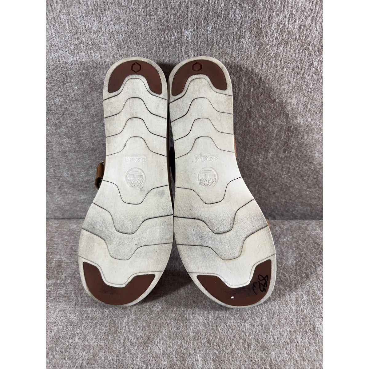 Timberland Sensorflex Platform Sandals Womens 9 Brown Leather Hook Loop Comfort