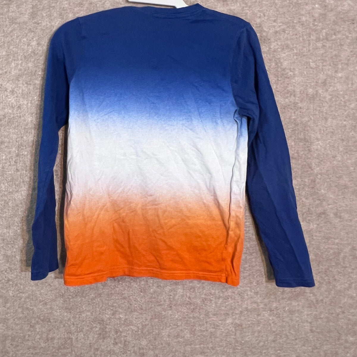 Abercrombie Kids Long Sleeve Shirt Boys 11/12 Blue Orange Ombre Logo Cotton