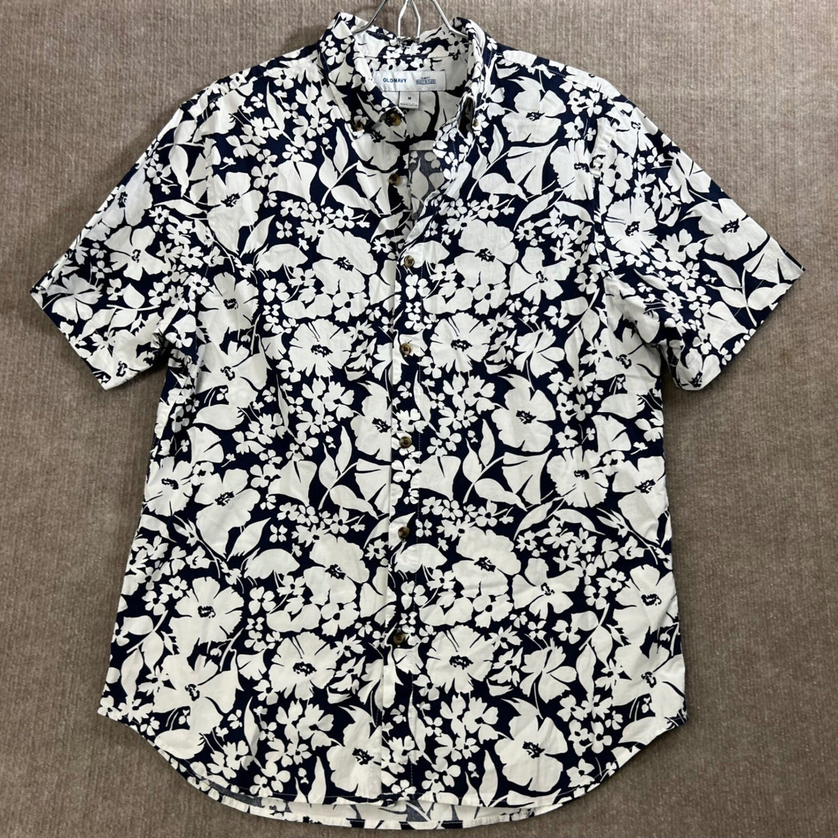 Old Navy Floral Button Down Shirt Slim Fit Built In Flex Mens Medium