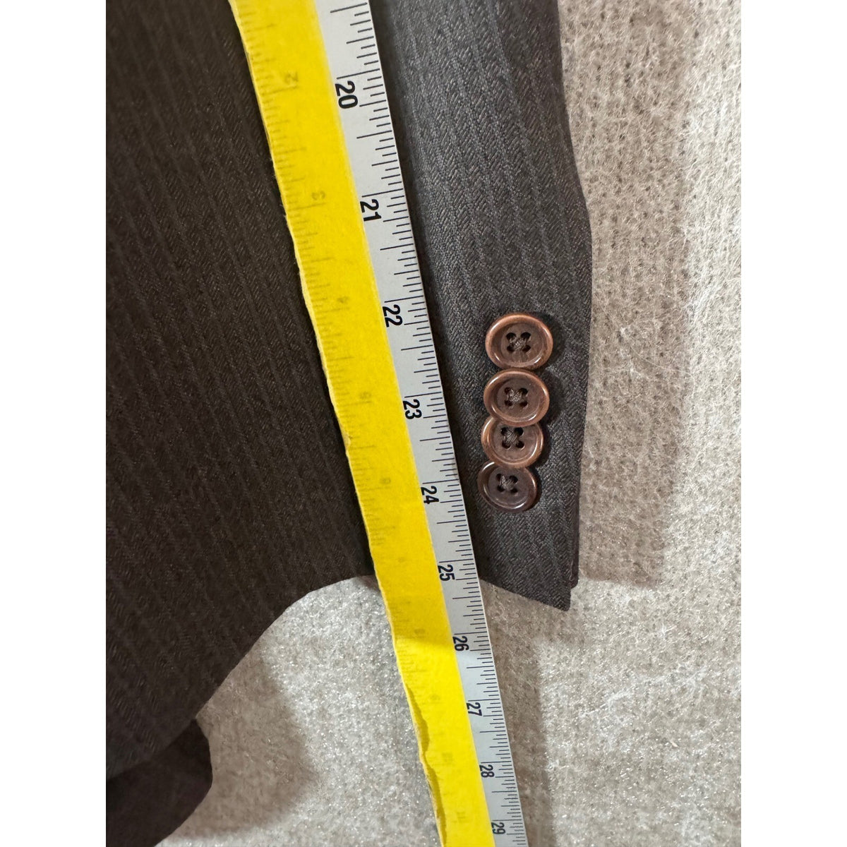 Daniel Cremieux Loro Piana Wool Suit 44R 36x29 (+2) Chocolate Brown Pinstripe