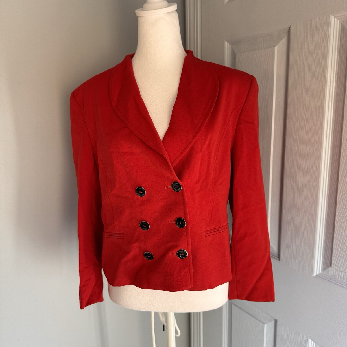 Louis Feraud Vintage Sz 8 Wool &  Viscose Double Breasted Short Jacket W Germany