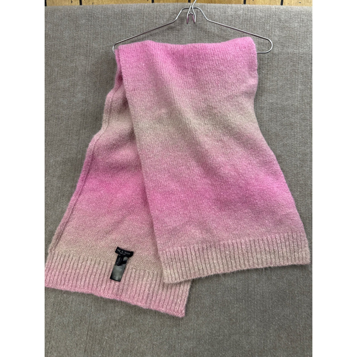 rag & bone 84" x  14" Alpaca Wool Blend Ombre Scarf Pink Beige Gradient