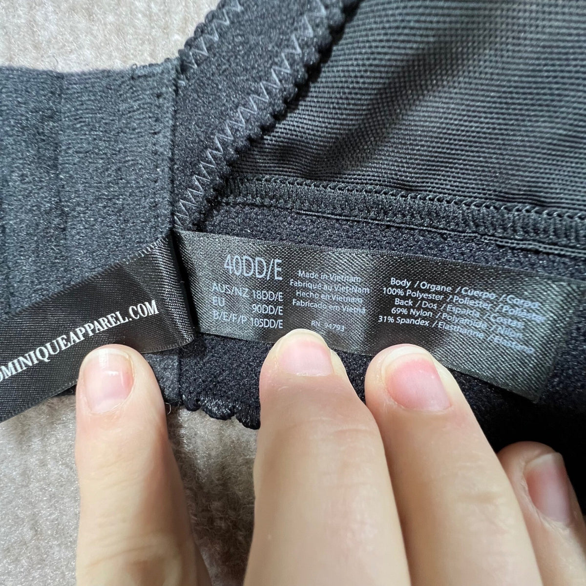 Dominique Apparel Black Longline Strapless Bra 40DD E