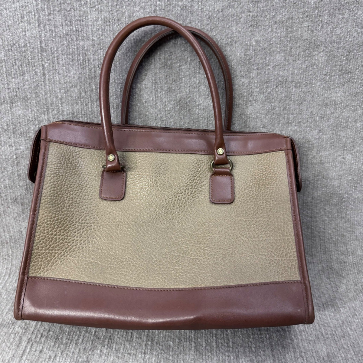 Vintage Guess Satchel Handbag, Structured Shoulder Bag, Tan Brown Plaid Lining