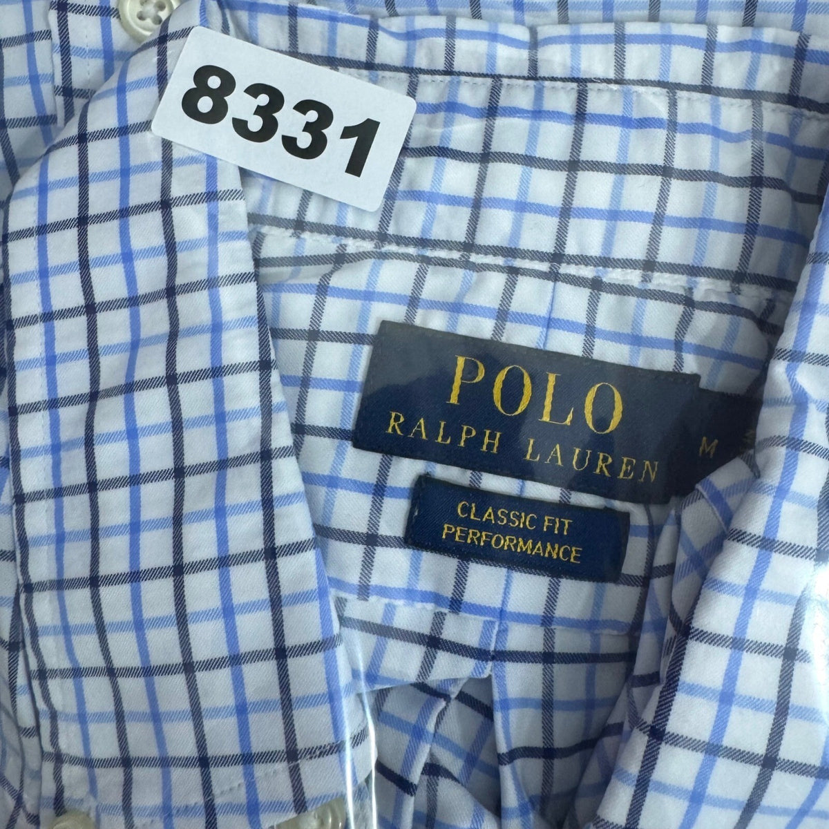 Polo Ralph Lauren Button Down Shirt Mens M Blue Plaid Classic Fit Performance