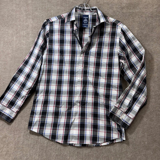 IZOD Boys Plaid Long Sleeve Button Down Shirt Size L/G 14/16 Husky
