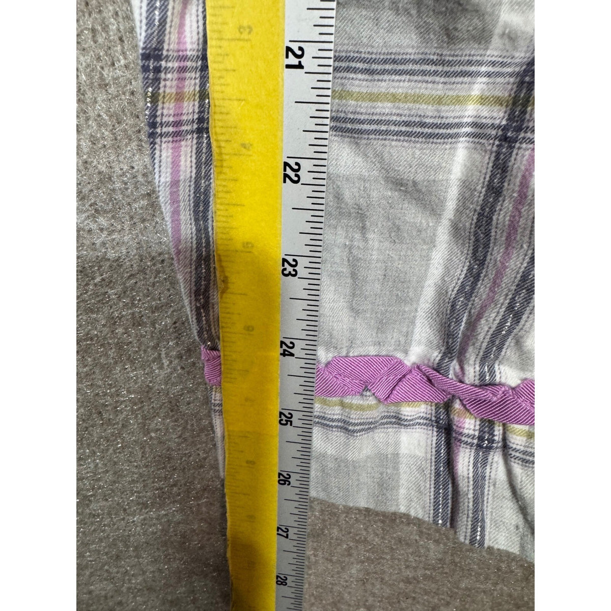 Vintage Victoria's Secret Pajama Set M Gray Plaid Ruffle Trim Cotton Sleepwear