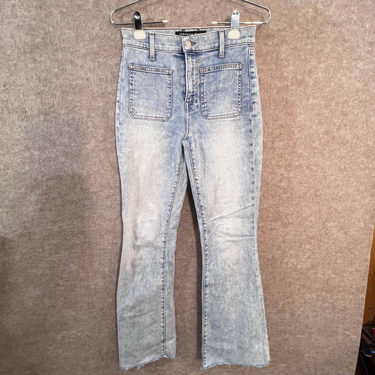 Veronica Beard Jeans Womens 26 Blue Flare High Rise Raw Hem Boho Chic