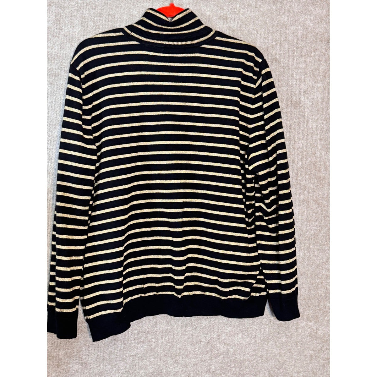 Lauren Ralph Lauren Turtleneck Sweater Women 3X Black Gold Metallic Striped