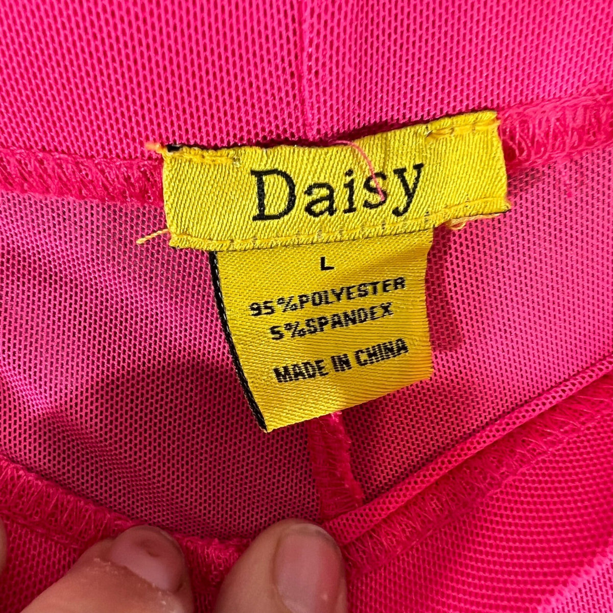 Daisy Sheer Mesh Pants Women L Neon Pink Wide Leg High Side Slit Festival Beach