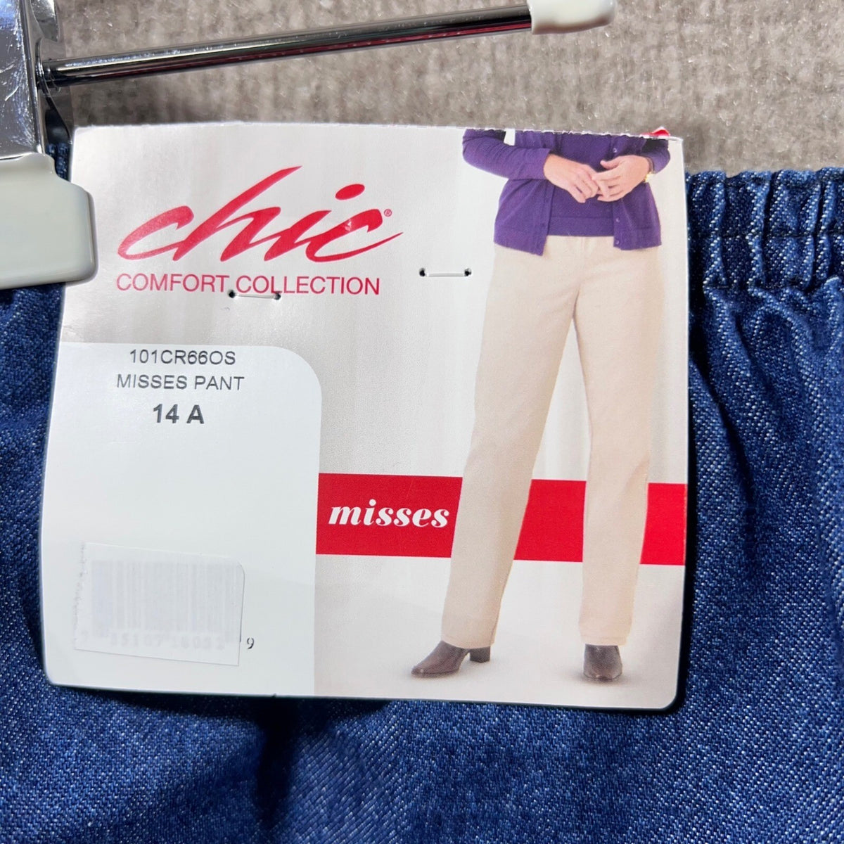 Chic Comfort Collection High Waist Denim Blue Elastic Straight Leg Jeans 14