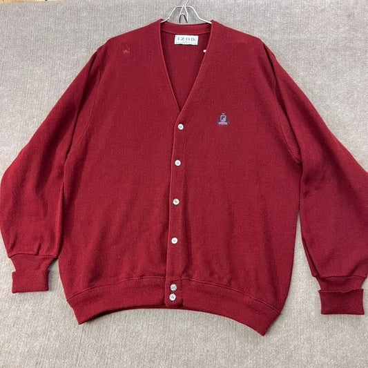 Vintage IZOD Men XL Cardigan Sweater Button Front Knit Dadcore Mr Rogers 80s 90s