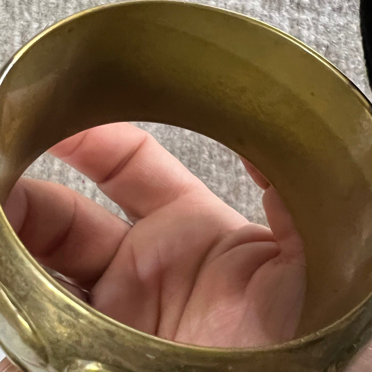 Vintage Gold Tone Bangle Bracelet Chunky Embossed Oval Made in India
