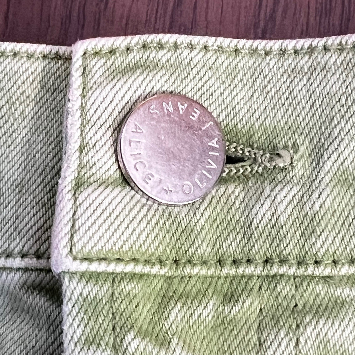 Alice + Olivia Jeans Womens 25 Green High Rise Wide Leg Denim Trousers Sage