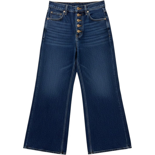 Veronica Beard Jeans Women 26 Wide Leg High Rise Button Fly Raw Hem Dark Wash