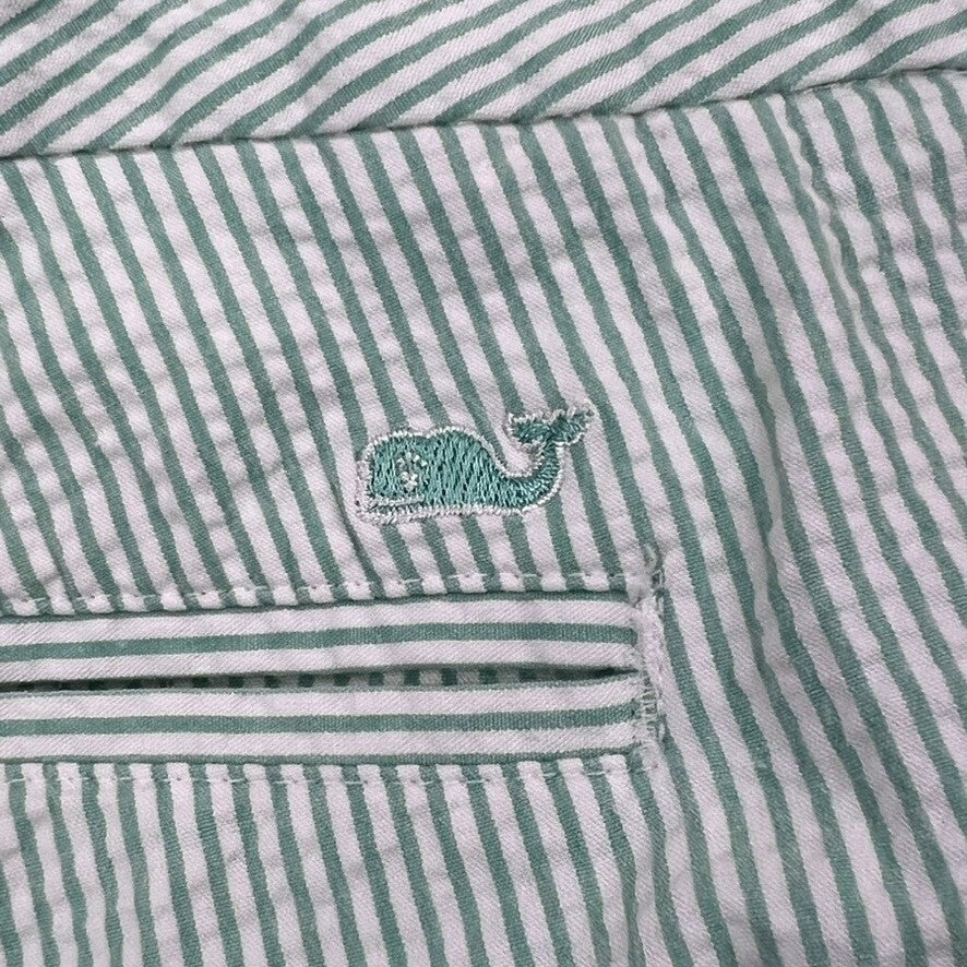 Vineyard Vines Womens Seersucker Pants Size 8 Striped Whale Logo Bootcut Resort