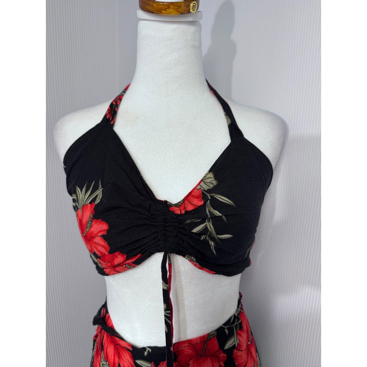 Floral Two Piece Set Halter Top and Wide Leg Open Side Pants Matching Aloha